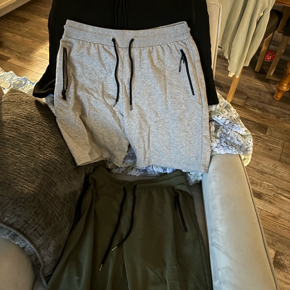 3 pair of trending cargo like sweat material shorts Black,Grey&army green large